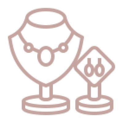 Necklace and earrings icon on black background.