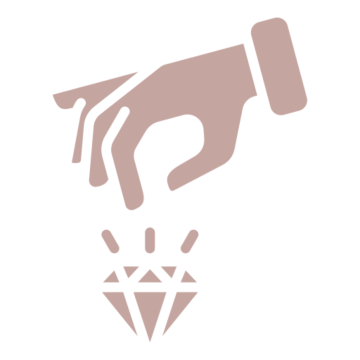 Hand reaching for a sparkling diamond icon.